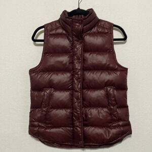 J.Crew Shiny Burgundy Down Filled Quilted Puffer Vest Size XS